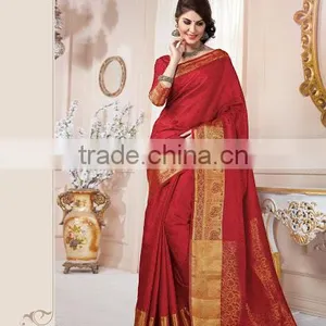 GREEN AND MAGENTA NET SILK SAREE thumbnail-6
