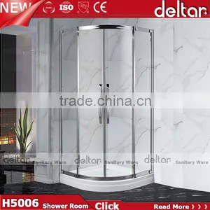 Stainless Steel Roller CHEAP PRICE Fan-shaped Shower Room With Acrylic Tray Tempered Glass Shower Enclosure thumbnail-1