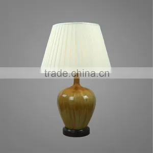 Black Powder Coating Metal Base And Ceramic Body With Fabric Lampshade Study Table Lamp Bedside Table Lamp thumbnail-1
