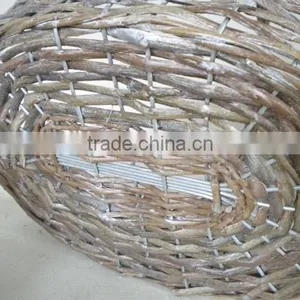 Grey Color Woven Wicker Rattan Basket for Flowers thumbnail-5