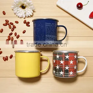 Custom Printed Different Size 8*8 cm 350ml-450ml Enamel Mug/Enamel Cup/Coffee Mug thumbnail-1