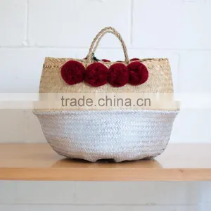 Deep Red Pompom Panier Boule, Panier Basket thumbnail-1