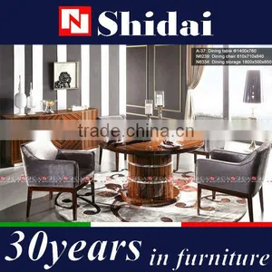 Wooden Dining Table Set, High Gloss Dining Table and Chair, Ebony Veneer Dining Room Furniture thumbnail-4