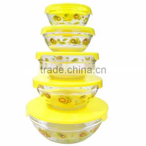 Glass Bowl Set With PP Lid thumbnail-1