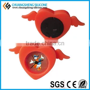 Angel Wings Design Silicone Cover Stocks Free Sample Waterproof Anti-broken Silent Table Alarm Clock thumbnail-1