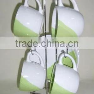 Set 4 Multi Color Ceramic Coffee Mug Sets With Stand thumbnail-1