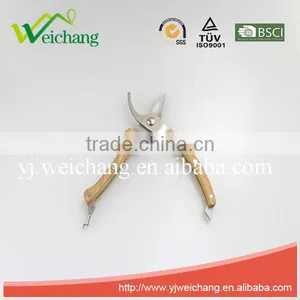 WCJ1205 Garden Scissors Stainless Steel Scissors Beech Wood Handle Bypass Pruning Shears thumbnail-2