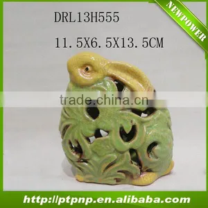 Wholesale Cute Rabbit Design Ceramic Lantern for Home and Garden thumbnail-1