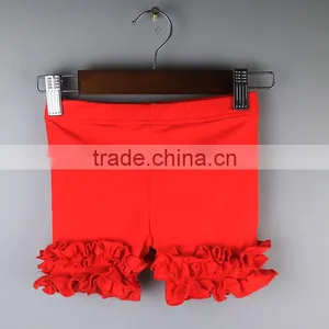 Red Ruffle Shorts Pants Summer Short Leggings Knee Length Icing Ruffle Pants Icing Shorties Girl Summer Shorts thumbnail-2