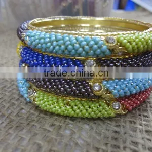 Multicolor Beaded 4 Piece Bangle Set,Factory Direct Indian Churi Bracelet,Fashion Bangle Sets thumbnail-1