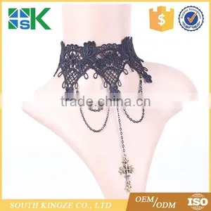 Fashion Lace Necklace European and American Retro Fake Collar Cross Necklace thumbnail-2