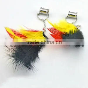 Beautiful Feather Dangle Flesh Tunnel Ear Plug Body Jewelry ,body Piercing Jewelry, thumbnail-1