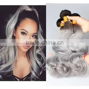 High Quality Wholesale Price 1B/grey Virgin Human Hair , Ombre Hair thumbnail-1