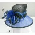 Black / Royal Blue Sinamay Ladies Hats Sinamay Loop With Feather Trim thumbnail-1