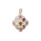 Custom Lozenge Flower Sterling Silver Cz Pendants For Wedding Gift , Gold Plated thumbnail-1
