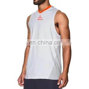 OEM Quick Dry Polyester Custom Embroidery or Sublimation Logo White Basketball Gym Tank Top Men thumbnail-3