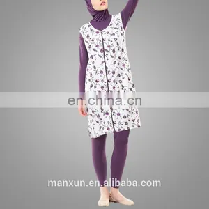 Three Pieces Muslim Swimming Suits With Vest Outwear Islamic Swimwear Design thumbnail-2