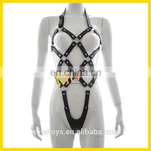 Sexy Leather Teddy Harness Fetish Bondage Costume Lingerie Body Restraint thumbnail-1