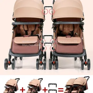 High-view and Detachable Seating Baby Stroller Easy to Foldable Can Set and Lie Twin Stroller thumbnail-1