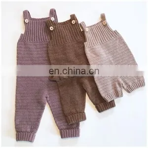 Latest Design Pink Knitted Jumpsuits 100% Cotton Kid Girl Knitted Pants On SALE 2020 Knitted Overall thumbnail-2