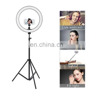 Portable Dimmable Lighting Changeable Beauty Makeup Selfie Video Cell Phone LED 14 Inch Ring Light 2M Tripod Stand thumbnail-2