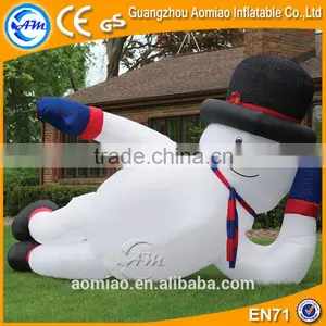 Christmas Day Decorative LED Christmas Inflatable Snow Man Laying Down thumbnail-1