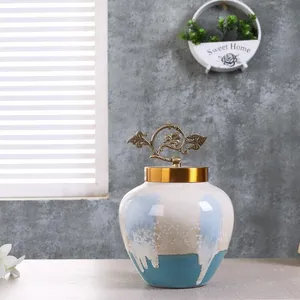 New Chinese European Style Color Glaze Blue White Ceramic Vase For Dining Room Decor thumbnail-2