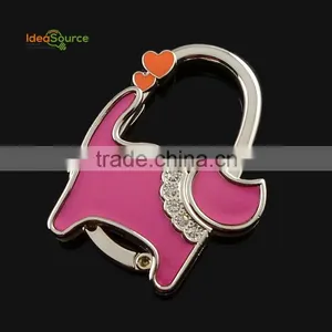 Cute Epoxy Cat Animal Shape Folding Bag Purse Hook, Foldable Bag Holder For Tables With Crystal Wholesale thumbnail-2