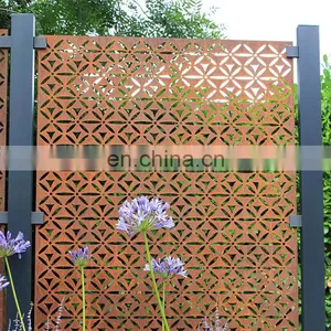 Corten Steel Screen Laser Cut and Engraved 2mm 3mm Thick Pattern Customizable Indoor/outdoor thumbnail-3