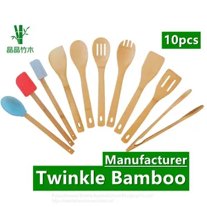 Best 10pcs Bamboo Wood Cooking Utensils Set/bambu Kitchenware Tools thumbnail-1