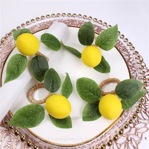 New Artificial Lemon Fruit Napkin Ring for Wedding Decor Party Dinning Table Cloth Decoration thumbnail-4