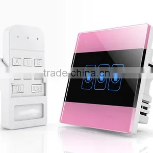 Pink 3 Gang Crystal Glass Panel WIFI Smart Light Controlled Power Remote Switch thumbnail-3
