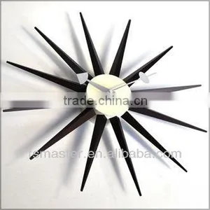 Home Decorative Walnut Sunburst Clock Wall Mounted Clock Quality Choice thumbnail-2