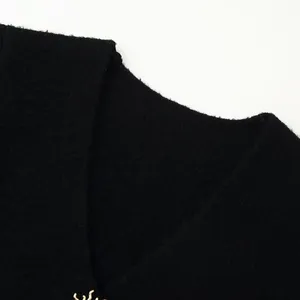 2025 New Fashionable Elegant Women's Clothing Wholesale Metal Buckle Decor V-Neck Sweater Coat ... thumbnail-2