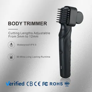 USB Rechargeable Stainless Steel Men's Body Hair Trimmer for Groin, Beard and Full-Body Grooming, Portable Home Travel Shaver thumbnail-1
