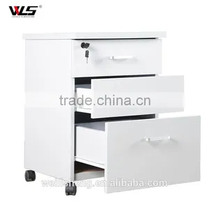 Wooden Top Steel Frame 3 Drawer Pedestal With Wheels thumbnail-1