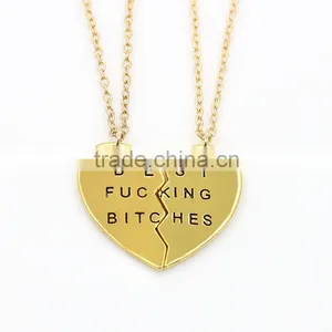 Best Bitches Broken Heart Necklace Pendant Necklace Wholesale thumbnail-1