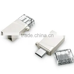 Slim Metal Otg Usb Flash Drive With Plastic Case in Silver Color thumbnail-1
