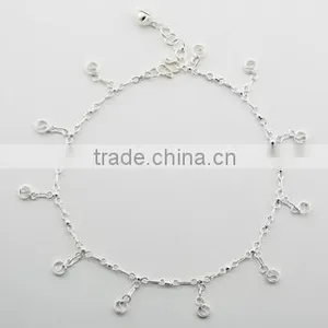 Sterling Silver Charms Anklet Letter S In Silver Hoop Charms thumbnail-1