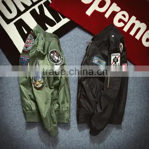 2016 Fashion Quality Embroidered Baseball Jacket for Men's Military Air Force Bomber Jacket Wholesale thumbnail-4