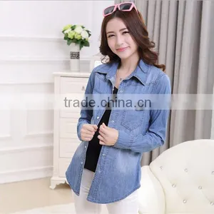 China Factory Cheap Price Women Denim Shirt Dress Wholesale thumbnail-2