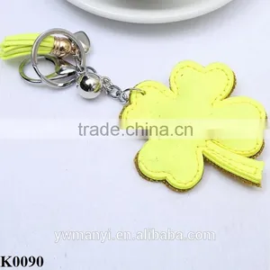 Novelty Four-leaf Clovers Flower Leather Key Chain Keychains Keyring Fashion Bag Charm Key Chains Ring Holder Gift K0090 thumbnail-3