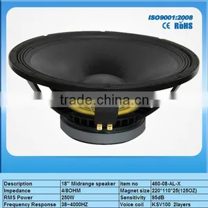 High Quality Audio Speaker 250W Power Speaker 18inch Midrange Speaker thumbnail-1