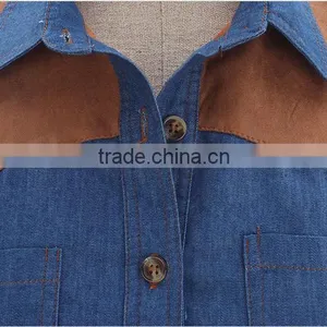 2015 Fashion High Quality New Arrival Girls Long Sleeve Denim Winter Dress With Contrast Color thumbnail-5