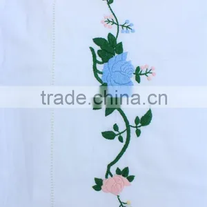White Cotton Flowers Embroidered Hemstitched Pillowcases thumbnail-2
