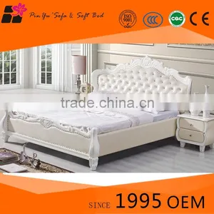 2016 Hot Sale Modern High Quality Customized Double Bed Room Furniture, White King Size Bed in Living Room Quality Choice thumbnail-1