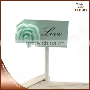 High Quality Green Resin Flower With Paper Card for Wedding Party Cake Toppers thumbnail-1