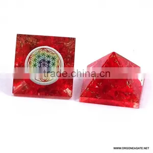 Orgonite Little Pyramid - Red Onyx | Indian Manufacturer Of Chakra Flower Of Life Pyramid thumbnail-1