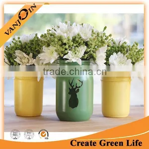 Home Decoration Custom Painting Mason Jar Glass Vase Wholesale thumbnail-1