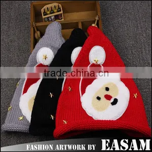 2015 New Design Santa Design Wool Knitted Cute Winter Christmas Hat thumbnail-1